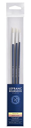 Lefranc Bourgeois 810097 Schweineborstenpinsel in feiner Qualität für Ölfarbe oder Acrylfarbe - 3 Rundpinsel im Set Nr.2, Nr.6, Nr. 10