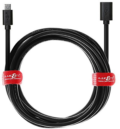 JuicEBitz 1m 22AWG Micro USB Female Extension to Male Micro B 2.0 High Speed Extension Data Charger Cable Lead (Black)