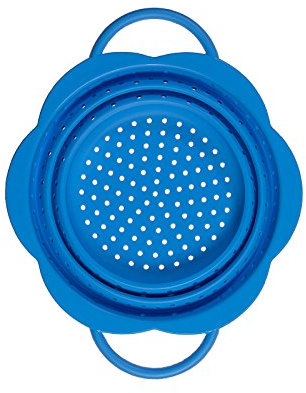Kochblume Faltsieb S | Premium-Silikon | Hitzebeständig | Spülmaschinenfest | Platzsparend | Farbe: blau