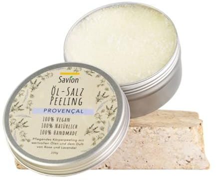 Savion Pflegendes Öl-Salz-Peeling mit Zitrusnoten | Tiefengereinigte & weiche Haut | Mandel & Jojoba Öl -Vegan - Made in Germany