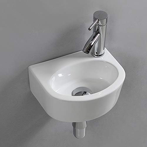 Lavabo ovale da parete in ceramica per guardaroba e bagno (mano destra)