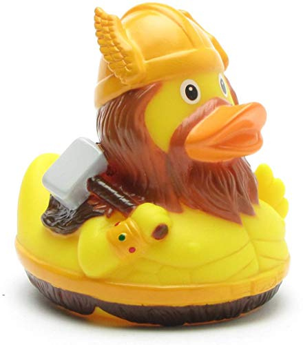 Duckshop I Badeente Thor I Quietscheente I L: 9 cm I Quietscheentchen I Geschenk für Geschichts-Fans I Präsent Sammler