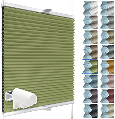 SchattenFreude Waben-Plissee für Fenster | 100% verdunkelnd/Blackout | Mit Klemm-Haltern | Klemmfix ohne Bohren | Grün (Weiße Rückseite), Breite: 60cm x Höhe: 150cm