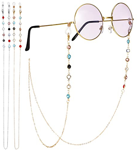 FANTESI 2 Pcs Eyeglasses Chain, Glasses Chain Bead Glasses Strap Spectacle Chain Glasses Cord Sunglasses Strap Lanyard Eyewear Strap for Women Sports