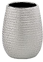 GEDY G-Astrid Porta spazzolini da Bagno Argento, Dimensioni 11 X 8,3 X 8,3 CM Peso 0,294 kg, Porta spazzolino in Ceramica, Anni di Garanzia 2, Design R&S Gedy