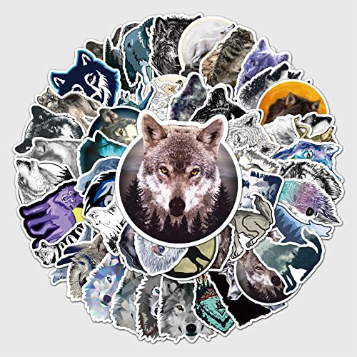 LYunMu Wolf Aufkleber Wasserdicht Vinyl Stickers Graffiti DecalsTier Sticker für Auto Motorräder Fahrrad Skateboard Snowboard Gitarre Wasserflaschen Gepäck Reisekoffer Laptop