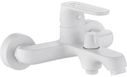ADGO Dima - Rubinetto per vasca da bagno, senza doccia, montaggio a parete, rubinetto da bagno, miscelatore (bianco)