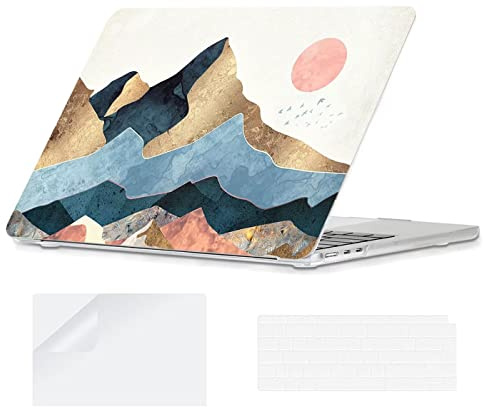 YOPAS Hülle Kompatibel mit MacBook Air M5 M4 M3 M2 13.6 (2026-2022) | A3449 A3240 A3113 A2681- Tastaturabdeckung und Displayschutzfolie für MacBook Air 13 Zoll, Berg
