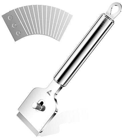Gvolatee Raschietto Vetro Piano Induzione con 14 Lame di Ricambio, Multifunzionale Raschietto Vetroceramica Professionale, per Pulizia Ceramica, Forno, Piano a Induzione, Piastrelle, Pavimento