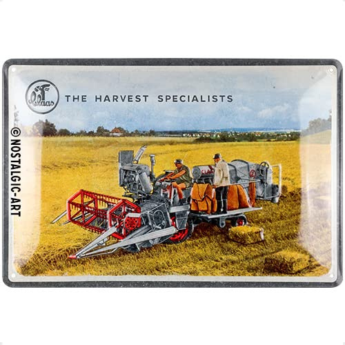 Nostalgic-Art Retro Blechschild, 20 x 30 cm, Claas – The Harvest Specialists – Geschenk-Idee für Traktor-Fans, Original Lizenzprodukt (OLP), aus Metall, Vintage Design, Blechschilder Sprüche | Original Claas Lizenzprodukt (OLP), aus Metall, Vintage Design, Blechschilder Sprüche, Geschenk-Idee für Traktor-Fans