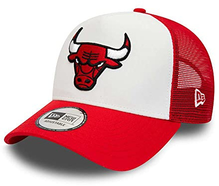 New Era Chicago Bulls NBA Team Colour White Red A-Frame Adjustable Trucker Cap
