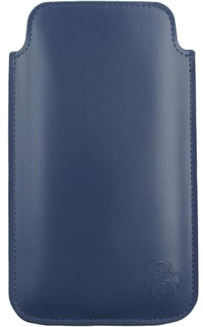 Davii Schutztasche passend für Samsung Galaxy S23 / S24 / S25 mit Hülle, Einsteckhülle Handytasche mit Zuglasche – weiches Innenfutter Adler Premium XL Mond-Blau