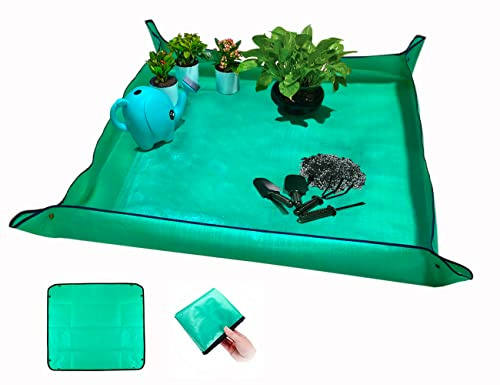 BIUWING Tappetino per rinvaso per piante, tappetino impermeabile per trapianto, pieghevole, per interni e giardino, portatile, per trapianto di piante da interno e controllo dei disordini (100 x 100