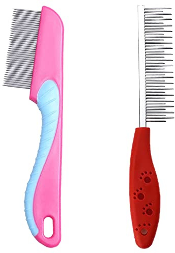 2 Pcs Pets Steel Comb for Dogs and Cats - Removes Tangles, Knots, Mats, and Loose Hair From Pets