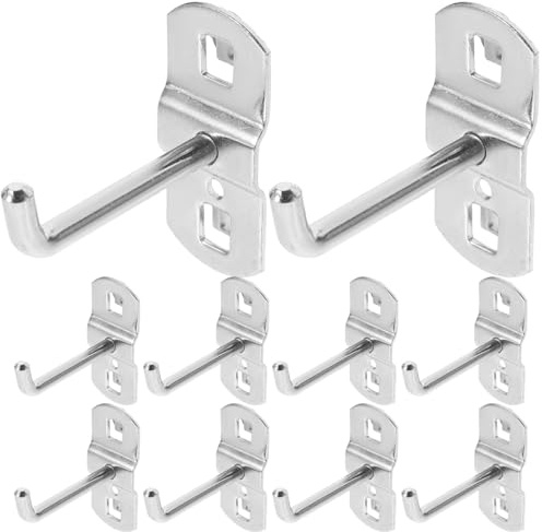 Cabilock Pegboard Hooks 12 Pack, Metal Square Hole Hooks for Wall Grid Display Rack, Tool Wall Organiser and Kitchen Rail Storage, Silver, 2.3 Inch