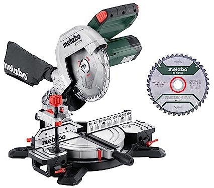Metabo KS 216 M 610216900 - Juego de sierra tronzadora (caja con 2 hojas de metal duro, inclinación de la hoja de sierra, ampliaciones de mesa integradas)