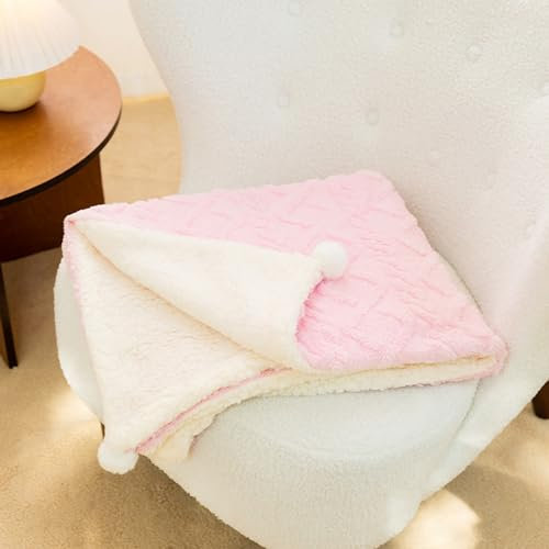 Hundedecken Waschbar Katzendecke Flauschige Weiche Fleecedecke Für Kleine Mittlere Hunde Katzen (Color : Pink Grid, Size : XL 39.3 * 30.7IN)