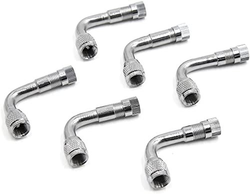 XYWHPGV 6pcs 90 Grad silberfarbenes Motorrad Autoreifen Ventilverlängerung Reifen Vorbau Extender(b827a 1641b c641f 8fc6d 9874c 9b832