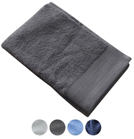 Jean & Len Gästehandtuch aus 100% Bio-Baumwolle, in der Farbe anthrazit, mit Aufhänger, Oeko-TEX und GOTS Zertifiziert, modernes & Zeitloses Design, Gästehandtücher 30x50 cm