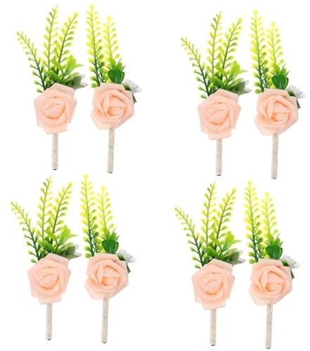 PRETYZOOM 8stücke Künstliche Blumen-ansteckblume Hochzeits-Corsage Für Bräutigam Und Trauzeugen Deko Für Hochzeiten Bälle Und Besondere Anlässe Zufällige Designs