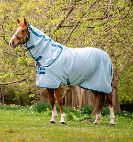 Horseware Amigo Bug Rug Fliegendecke Pony 75 cm, Azure Blue/Navy & Electric Blue