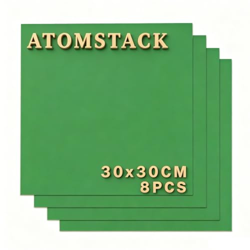 ATOMSTACK Lot de 6 plaques de bois gravées au laser vert contreplaqué MDF teinté des deux côtés, épaisseur 3 mm, format 300 x 300 mm, pour sculpter, graver, peindre et décorer