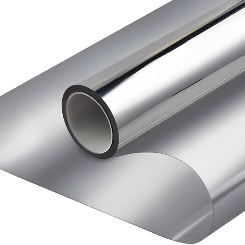 Qobobo Film Fenêtre Miroir Anti Regard et Chaleur 60 x 200 cm - Film sans Tain Adhésif Vitrage Anti UV pour Maison Bureau Cuisine - Argent