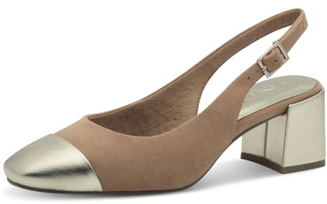 MARCO TOZZI Damen Slingpumps mit Blockabsatz Vegan, Beige (Nougat Comb), 40 EU