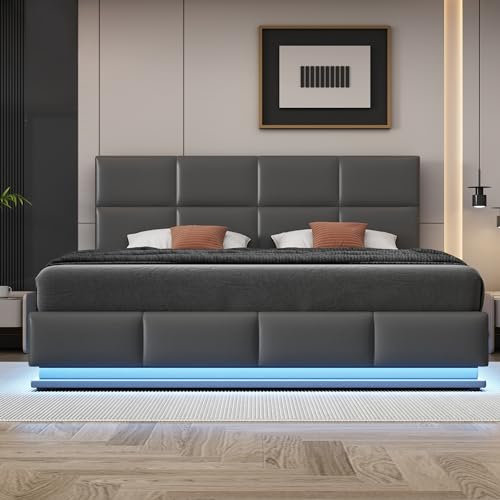 Dolamaní Doppelbett 180x200 cm, Polsterbett mit Stauraum Bettkasten, Hydraulisch Bett mit Lattenrost, für Erwachsenen Jugendbett (Grau)