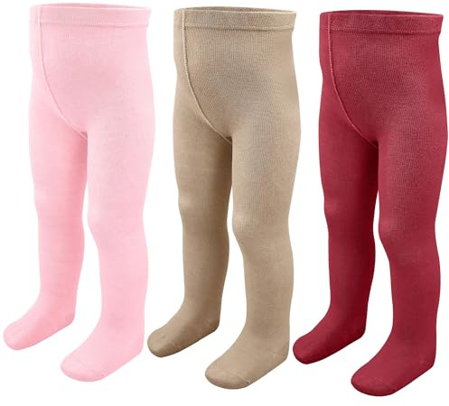 ZERULETS Medias de bebé para niñas y niños de algodón, 3 pares, medias para gatear, calcetines, leggings, 0-24 meses, 18-24 meses