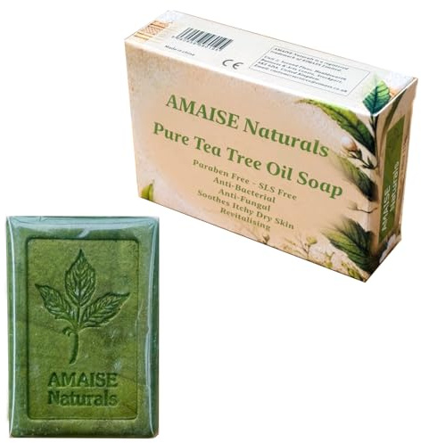 AMAISE Naturals 110g Tea Tree Oil Soap Antifungal Antiseptic Soap - Natural 100% Vegan, Kills Germs - Helps with Athlete's Foot Tinea Versicolor Ringworm Jock Itch