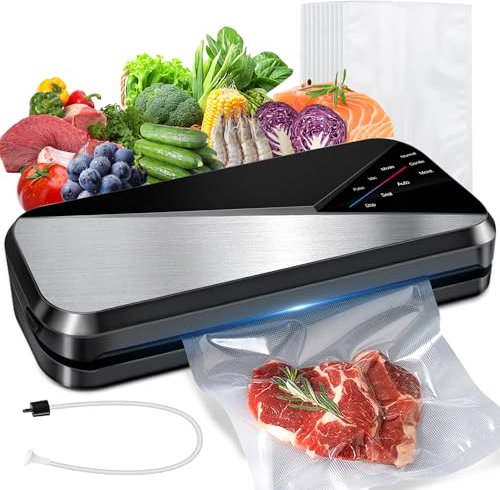 DeeprBetter Machine Sous Vide Alimentaire Professionnelle 6 en 1, 80kPa Appareil Sous Vide Alimentaire Sec et Humide avec Scellement 30cm, 8 Fois Frais Sous Videuse Alimentaire avec Couteau Tuyau Sacs