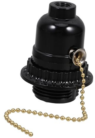 Artibetter Portalámparas De Techo E26 De Baquelita Con Interruptor De Tracción, Base De Lámpara Con Cadena Dorada, Pieza De Reemplazo Compatible Para Uso Residencial y Comercial, Unidad Individual