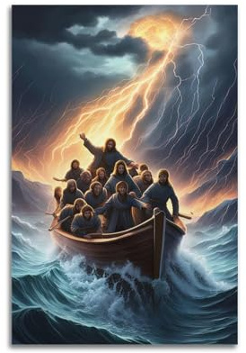 HNPBB Religiöses Poster Jesus Calms A Storm, dekoratives Gemälde, Leinwand, Wandposter und Kunstdruck, moderne Familienschlafzimmer-Dekoration, Poster, 30 x 45 cm