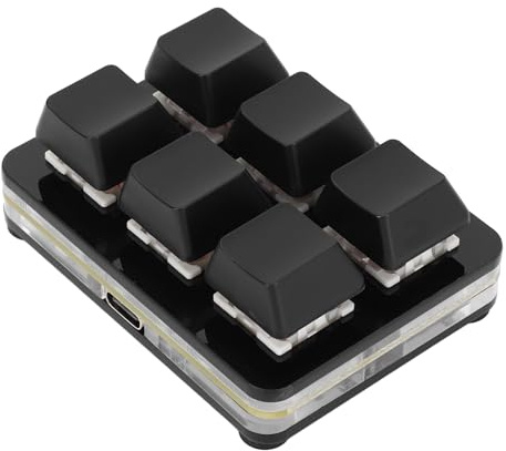 XUMIUZIY 6-Tasten-Gaming-Tastatur, USB-Klein-Tastatur, Programmierbare Makro-Tastatur, Mechanische RGB-Tastatur, 6 Tasten, Einhand-USB-PC-Tastatur für Game Office (Black)