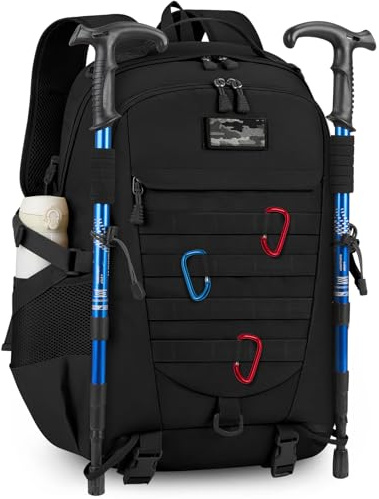 RAINSMORE Sac Militaire 40L Sac à Dos Tactique Grande Système MOLLE Sac De Randonnée Idéal Pour Urgences De 3 Jours Chasse Camping Pêche Noir