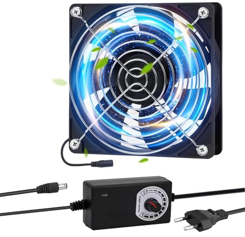 yivom Ventola per Alloggiamento da 120 mm, ventola per PC con Controllo della Velocità, Ventola di Raffreddamento Senza Spazzole per TV, Router, Doppia, Xbox, TV Box