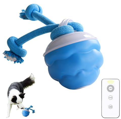 UOEONR Interaktiver Hundeball Mit Fernbedienung, Katzenspielzeug Elektrisch Katzenball mit LED Licht,interaktives Katzen- und Hundespielzeug, Automatisch Beweglicher Ball für Katzen und Hunde (Blue)