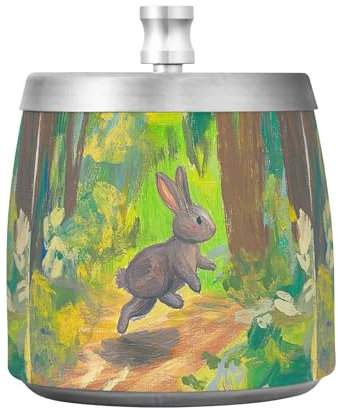 Bunny Safari Path Posacenere in Acciaio Inox con Coperchio per Casa Officabletop Esterno, Simpatico Antiscivolo Tavolo Portacenere per Sigari Decorazione