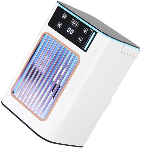 ZONEBEST Fan,Small USB Air Conditioning Portable Desktop Cooling Fan with 3 Speed and 7 LED Light for Office Bedroom Dormitory