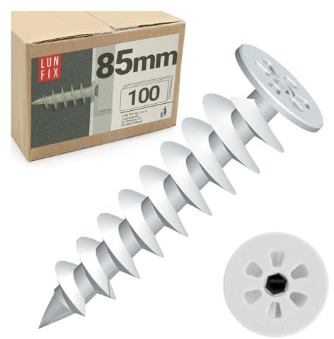 LUN FIX Tacos aislantes WDVS, 85 mm, 25 mm, placas aislantes | tacos de espuma rígida de poliamida, sin puentes térmicos, sin perforación previa