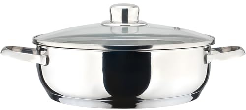 Magefesa Dux - Tartera 28cm, Acero Inoxidable 18/10, Todo Tipo de Cocinas, Inducción, Cocina Sana, Tapa de Cristal Termo-Resistente, Salida de Vapor