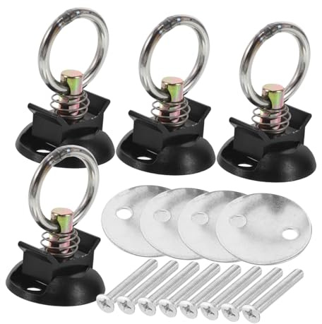 BUGUUYO 4 Piezas Anillo De Tiro Gancho De Anillo Fijo Sistema De Amarre De Rieles para Motocicletas Accesorios De Amarre Redondo para Remolques y Cajas De Camionetas