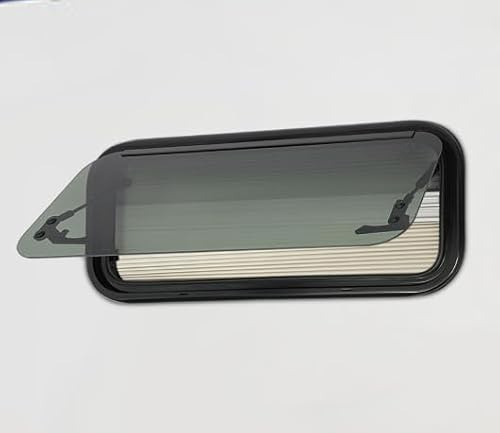 Fenêtre basculante pour caravane 700 x 300 mm avec grille de fenêtre plissée cachée 85° fenêtre externe pour caravane, fourgon, camionnette, camping-car, coins arrondis