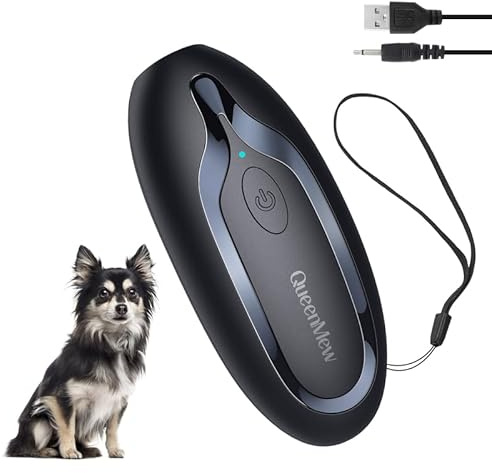 Queenmew Anti Bell Gerät Hunde, Antibell Ultraschall Gerät mit Variabler Frequenz, Effektiv Lange Reichweite Gegen Bellen Hunde den Innen- und Außenbereich