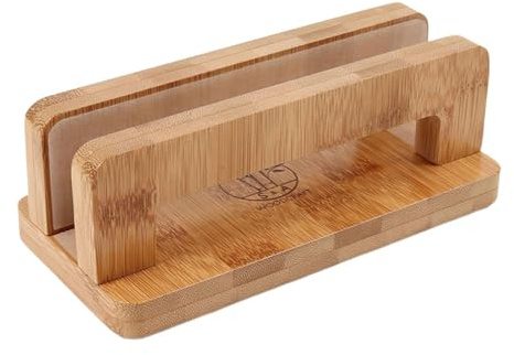 predolo Vertical Laptop Stand Holder Phone Holder Anti Scratch Support Non Slip Laptop Dock Desktop Wooden Bamboo Stand for Desk Home
