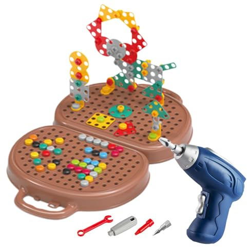 Ensemble D'outils Pour – Boîte À Outils De Jeu Créative Montessorii Avec Perceuse 203 Pièces – Jouet D'apprentissage Éducatif Et De Divertissement | Trousse D’outils Montessorii | Jouets De Co