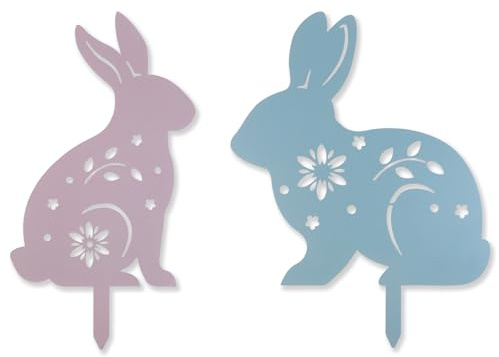 YiYa 2 Pezzi Segno del Giardino di Pasqua Decorazioni da Giardino da Coniglio in Metallo per Cortile per Festa di Pasqua Primaverile e Giardino Esterni