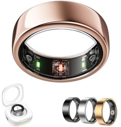 Horizon, anello intelligente per il primo sonno e la frequenza cardiaca in tempo reale, IP68, impermeabile e antipolvere, per allenamento, sport all'aria aperta e attività quotidiane (12#21,4 mm, oro