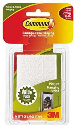 Command Large Picture-Hanging Strips, White, 12-Strip